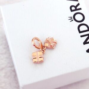 STERLING SILVER ROSE GOLD HAPPY BIRTHDAY GIFT DOUBLE DANGLE CHARM